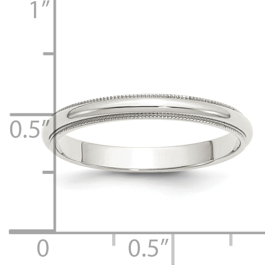 Sterling Silver 3mm Half Round Milgrain Size 13.5 Band