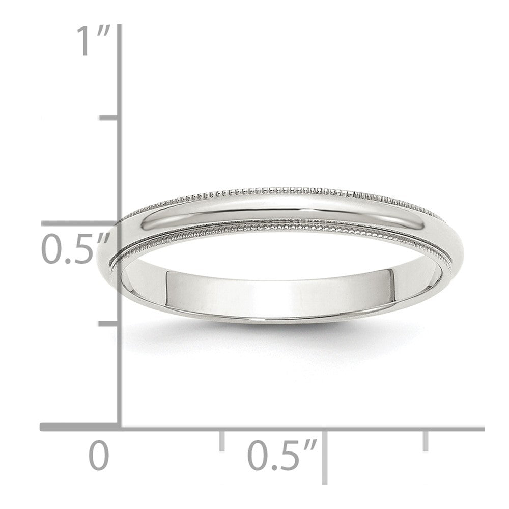 Sterling Silver Rhodium-plated 3mm Half Round Milgrain Size 5.5 Band