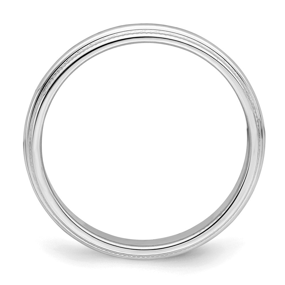 Sterling Silver Rhodium-plated 3mm Half Round Milgrain Size 4 Band