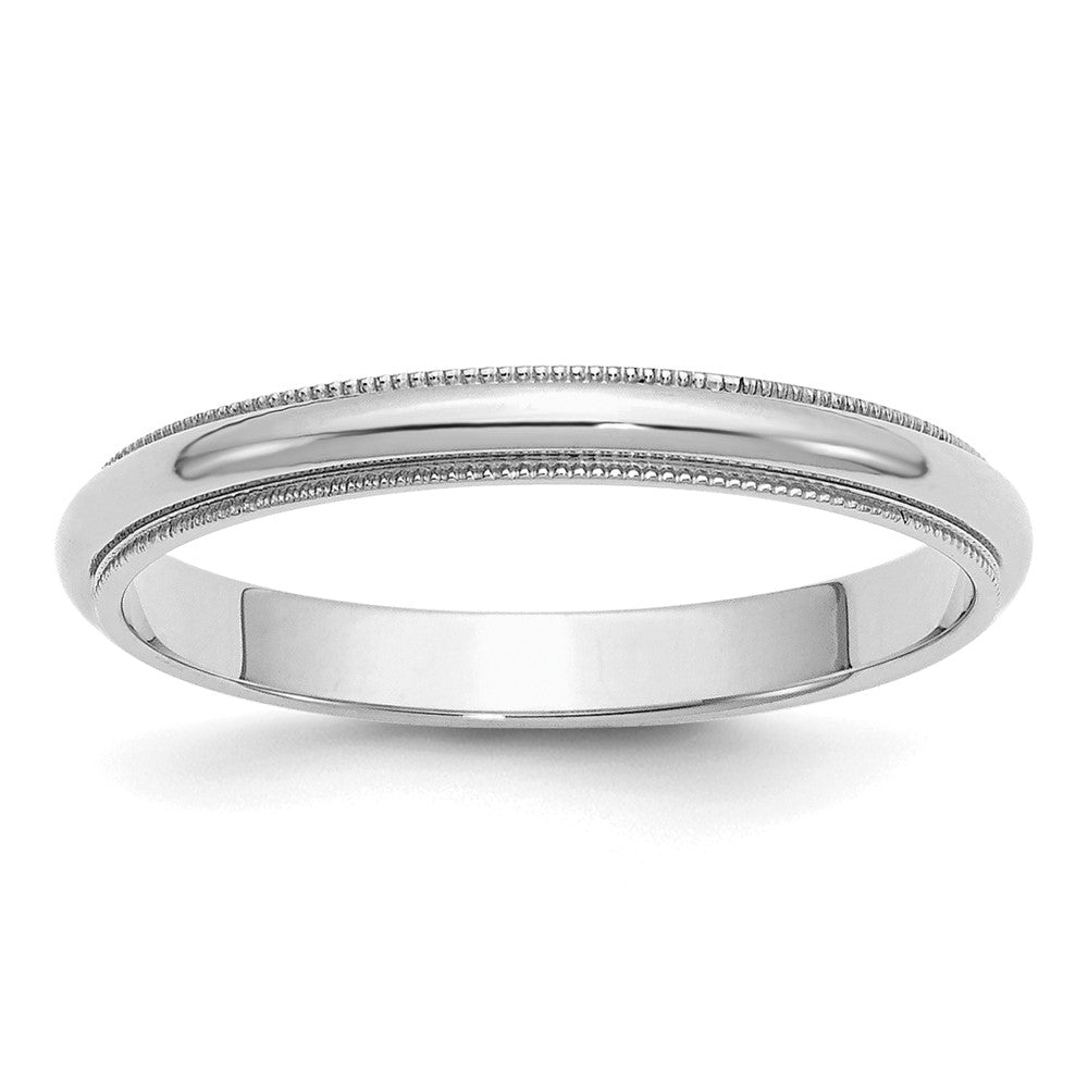 Sterling Silver Rhodium-plated 3mm Half Round Milgrain Size 9 Band