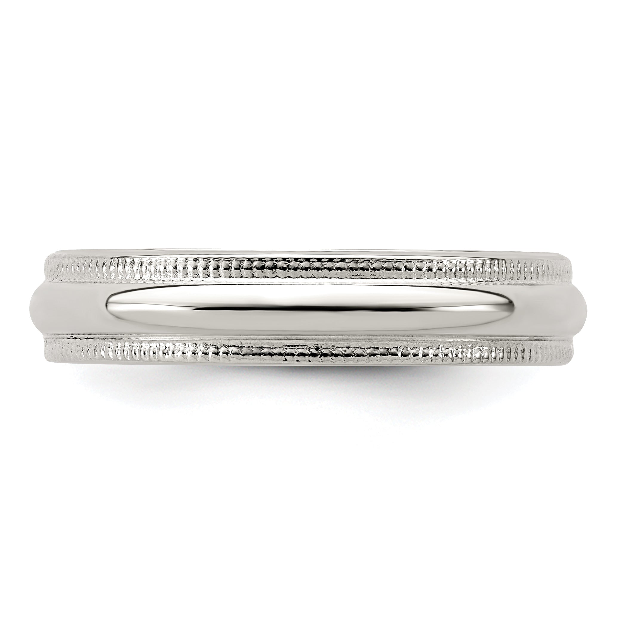 Sterling Silver 4mm Half Round Milgrain Size 6.5 Band