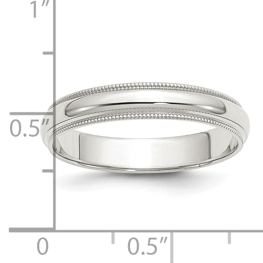 Sterling Silver 4mm Half Round Milgrain Size 6.5 Band