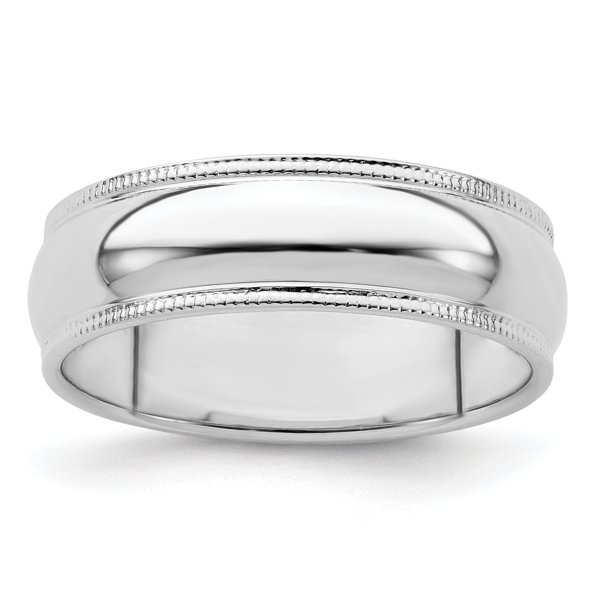 Sterling Silver 6mm Half Round Milgrain Size 13 Band