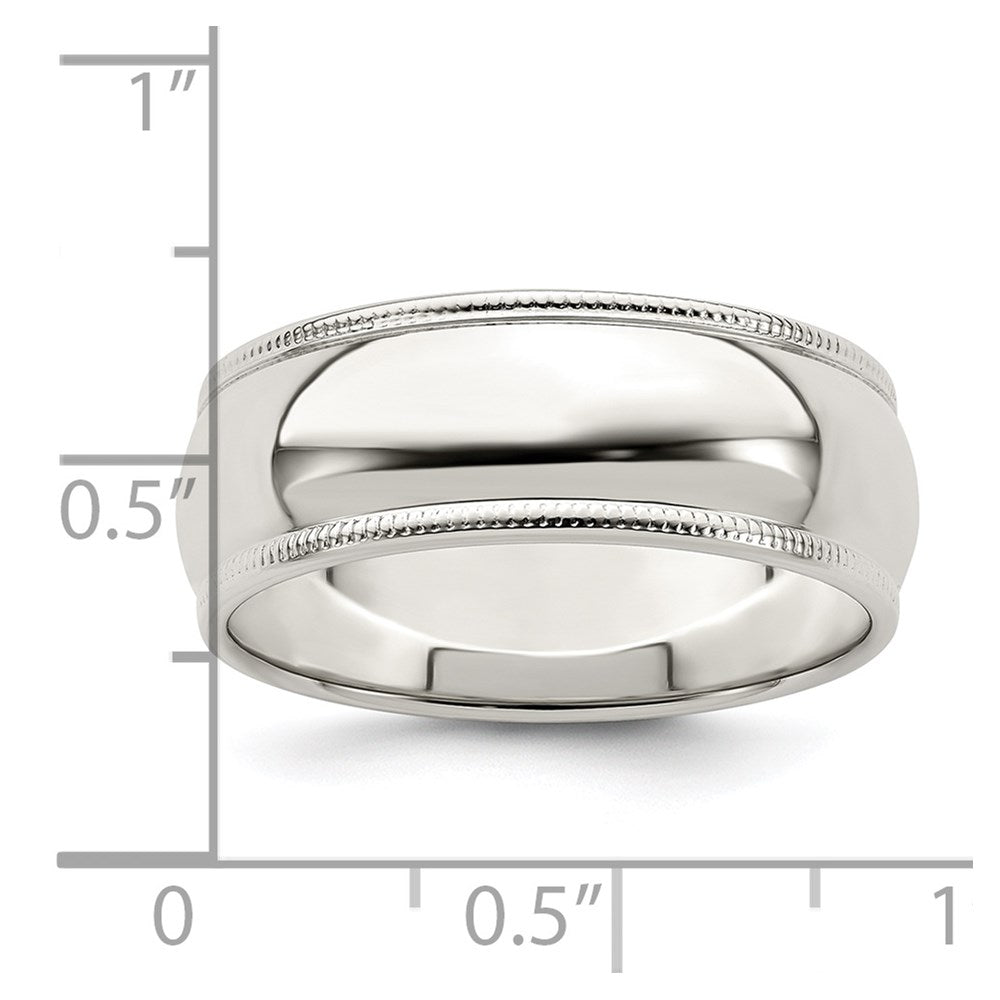Sterling Silver 7mm Half Round Milgrain Size 4.5 Band