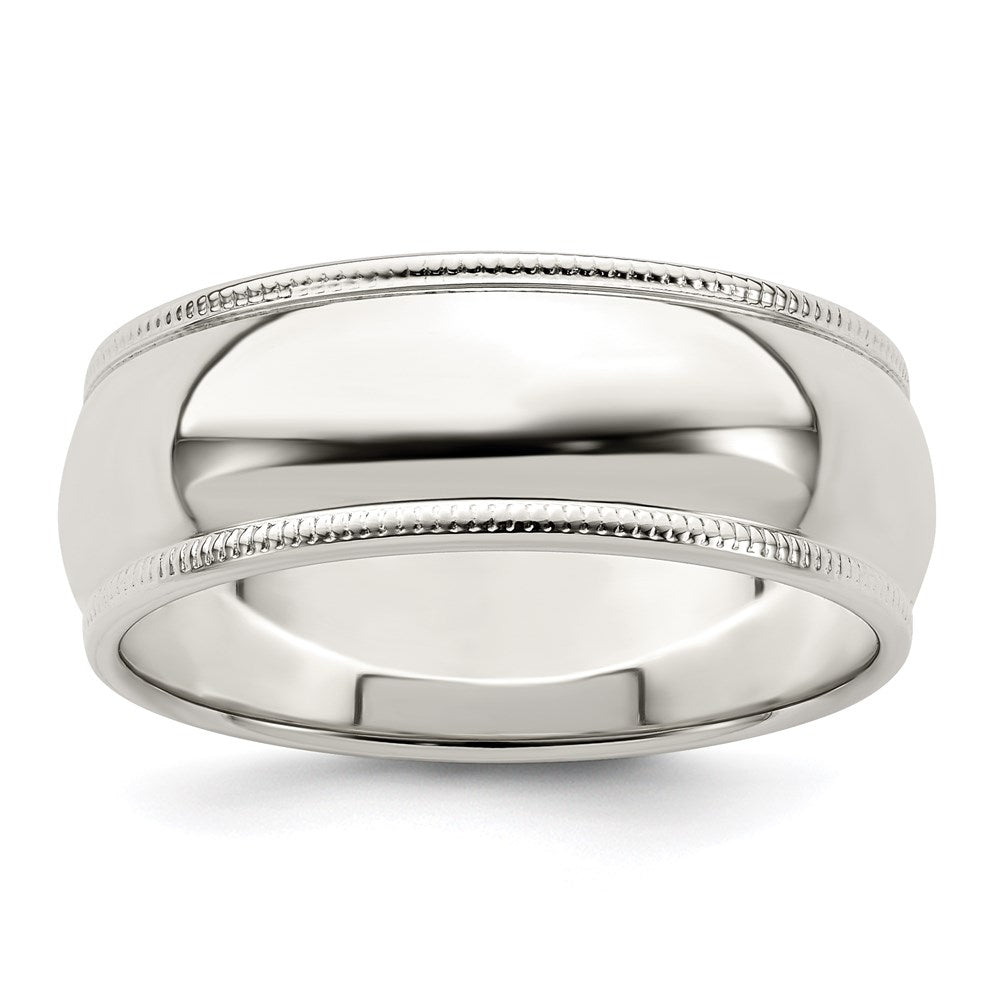 Sterling Silver 7mm Half Round Milgrain Size 11 Band