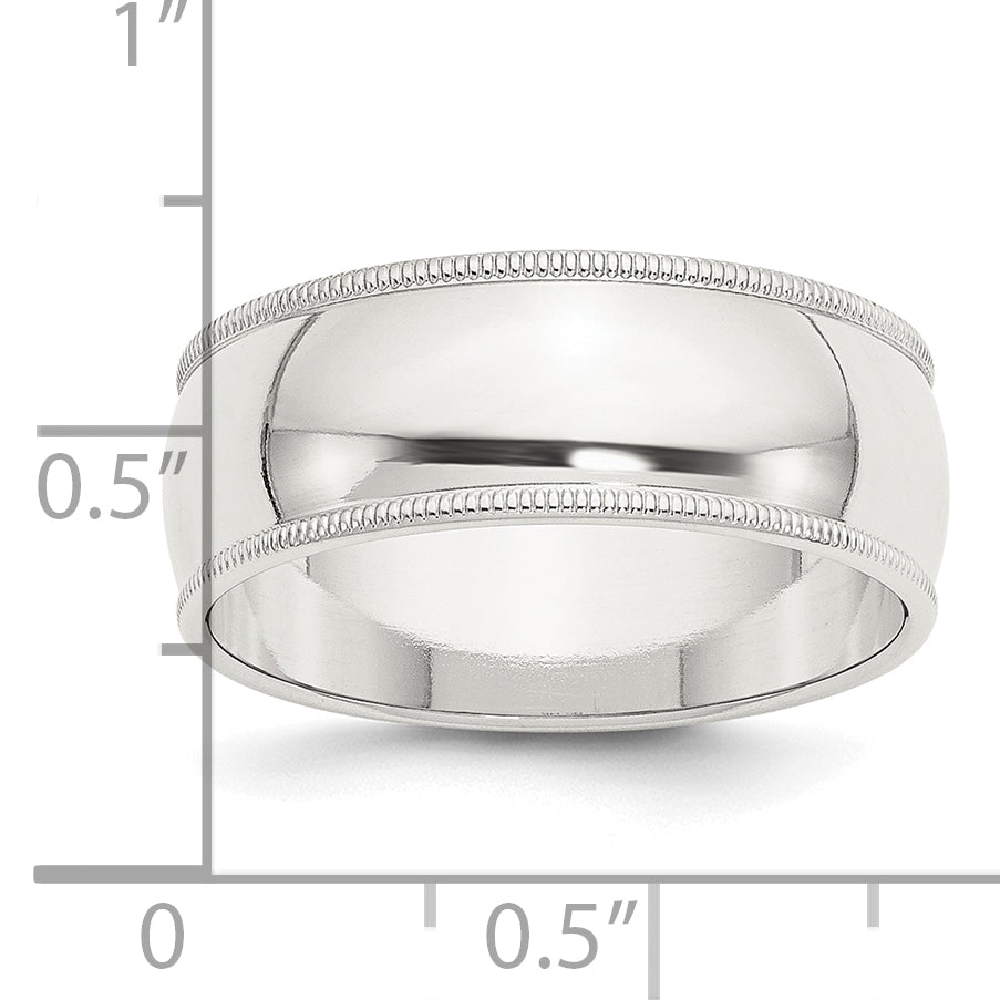 Sterling Silver 8mm Half Round Milgrain Size 4 Band