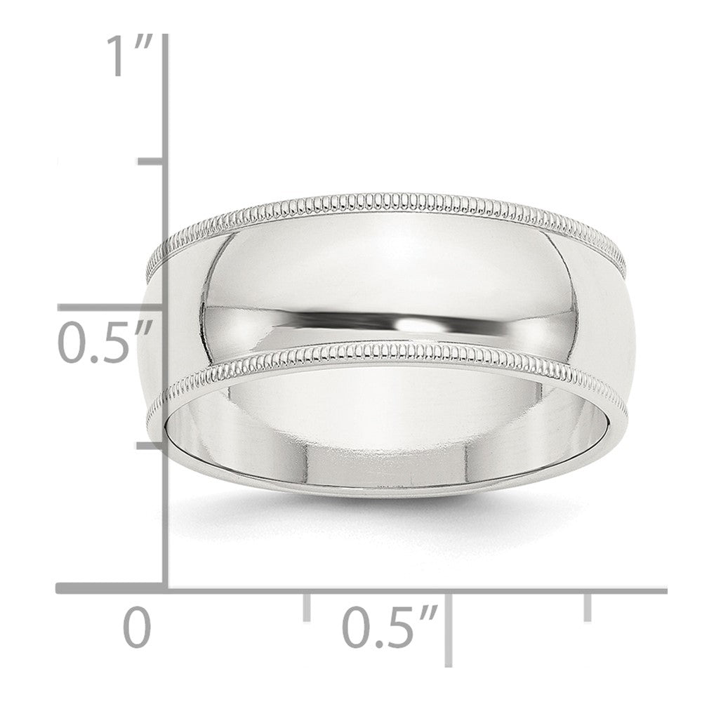 Sterling Silver 8mm Half Round Milgrain Size 9.5 Band