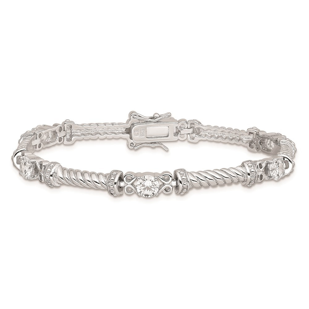 Sterling Silver Rhodium-plated CZ Bracelet