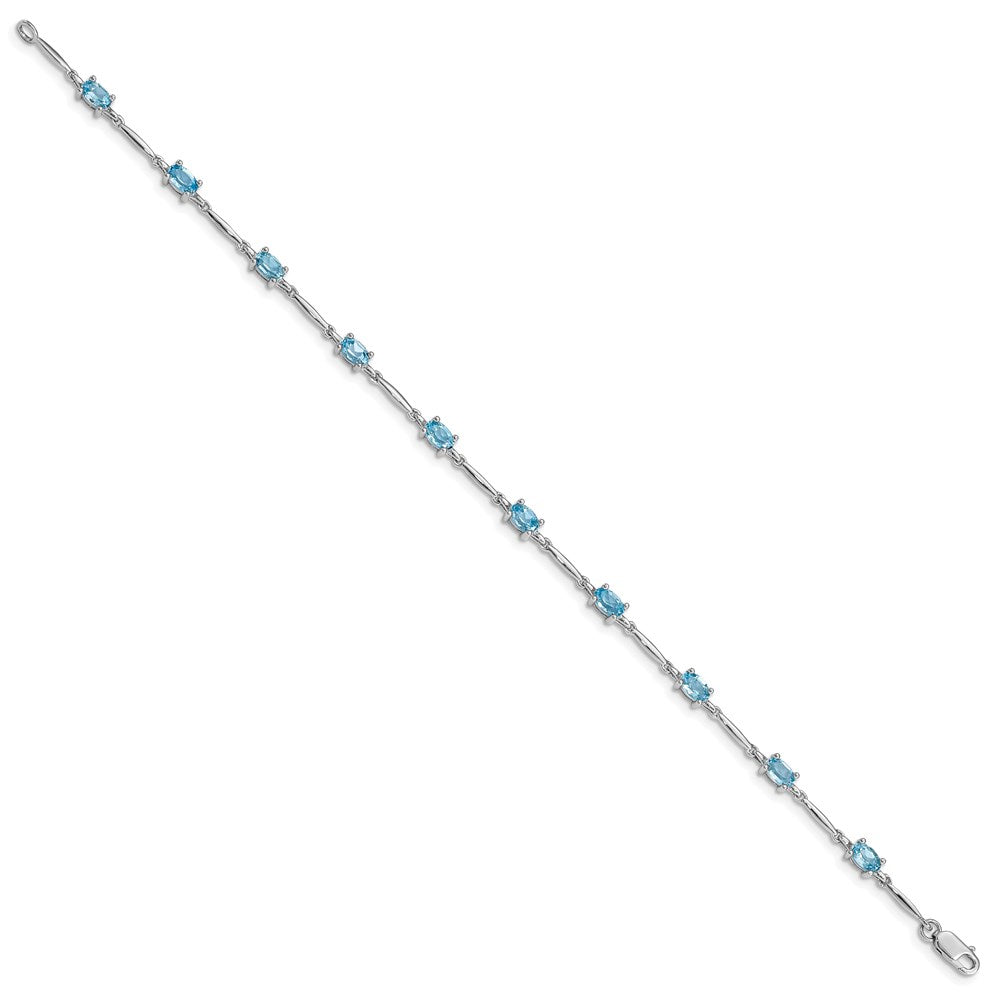 Sterling Silver Rhodium-plated Blue Topaz Bracelet