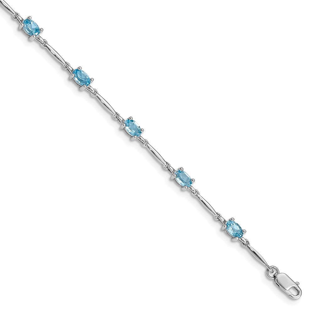Sterling Silver Rhodium-plated Blue Topaz Bracelet