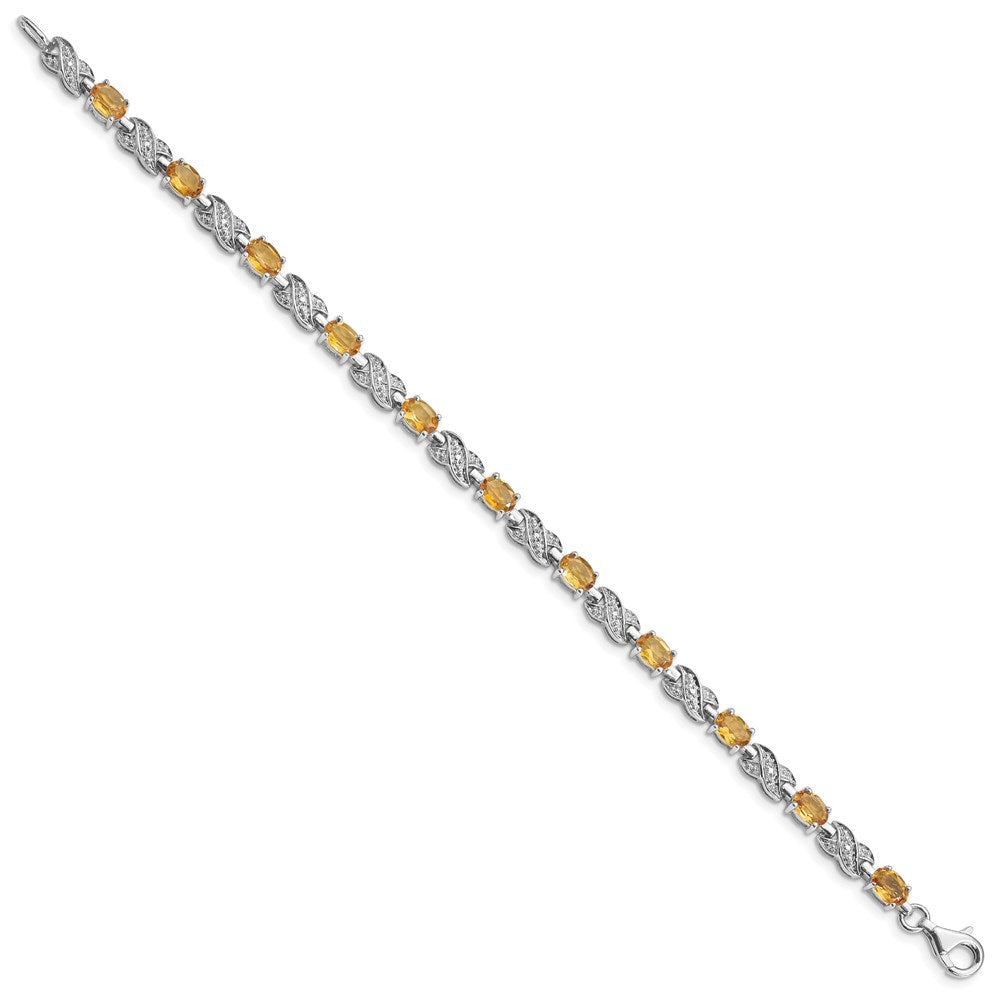 Sterling Silver Rhodium-plated Citrine Bracelet