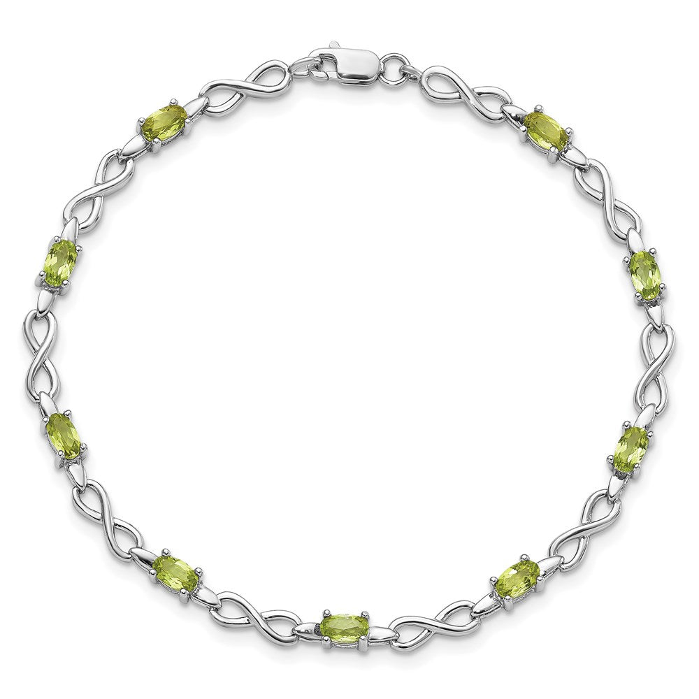 Sterling Silver Rhodium-plated Peridot Bracelet