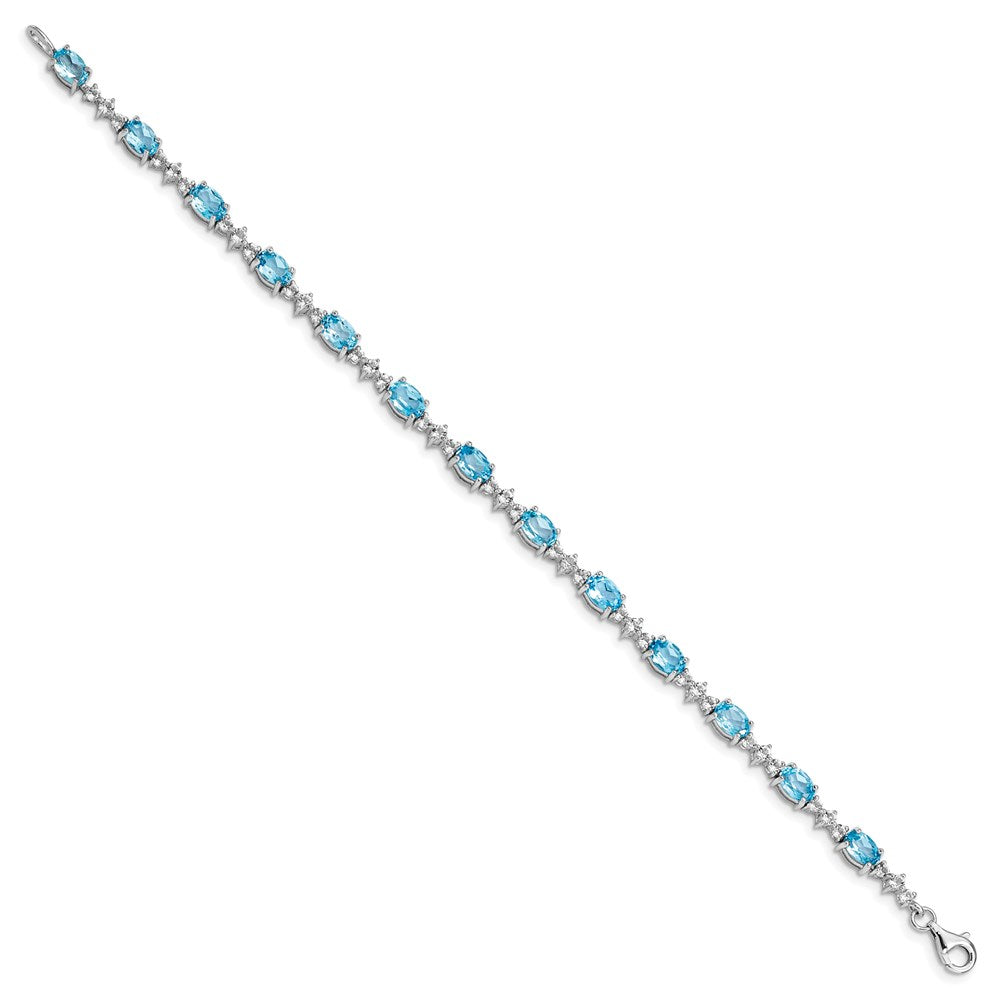 Sterling Silver Rhodium-plated Blue & White Topaz Bracelet