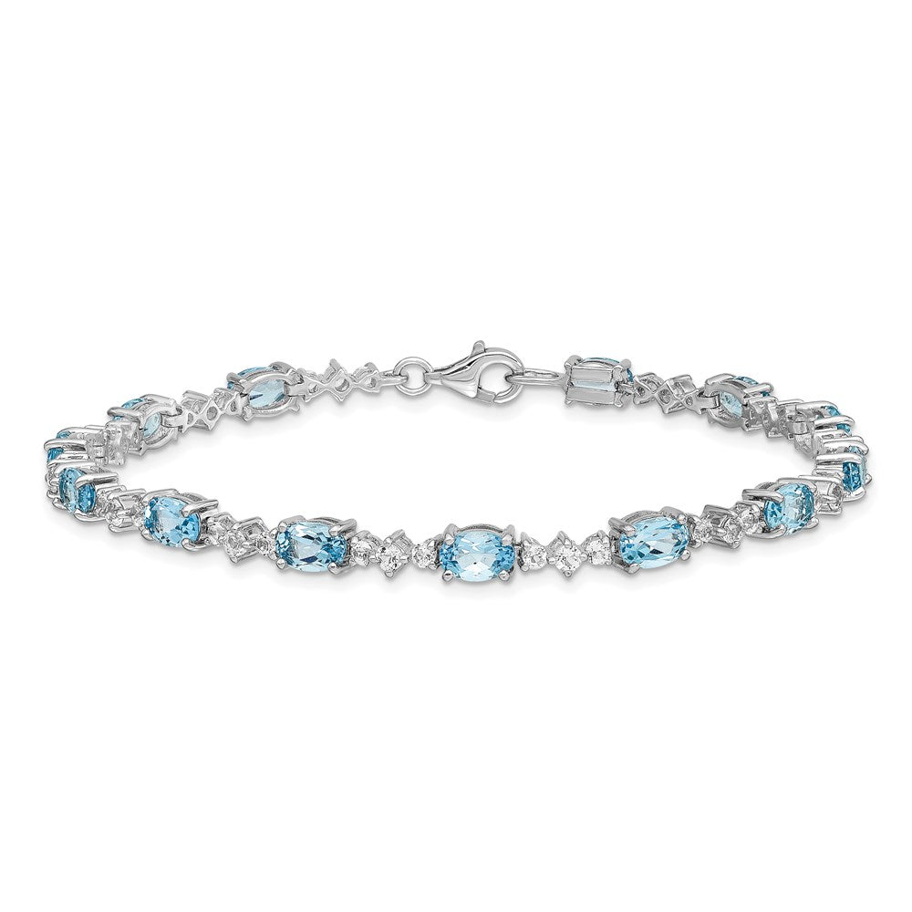 Sterling Silver Rhodium-plated Blue & White Topaz Bracelet