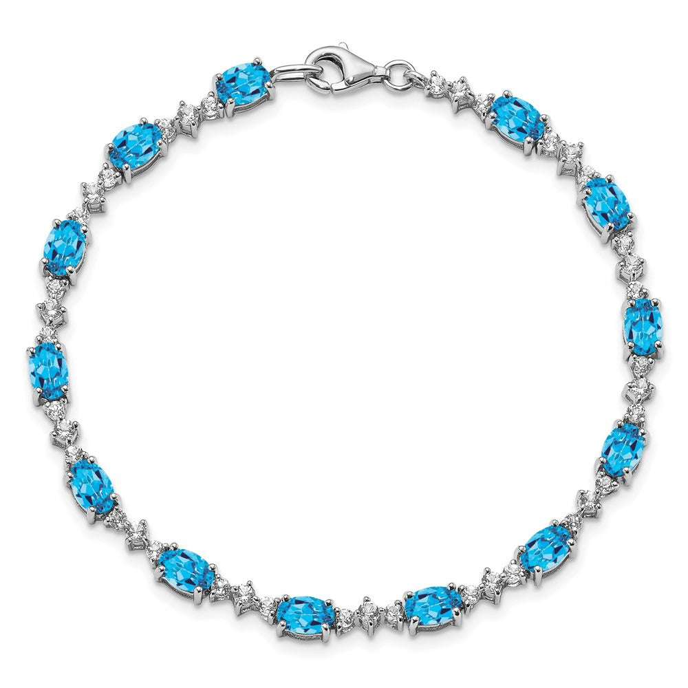 Sterling Silver Rhodium-plated Blue & White Topaz Bracelet
