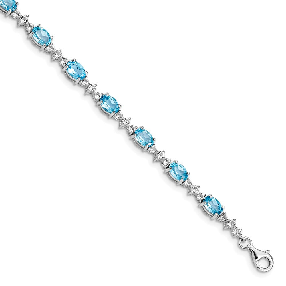 Sterling Silver Rhodium-plated Blue & White Topaz Bracelet