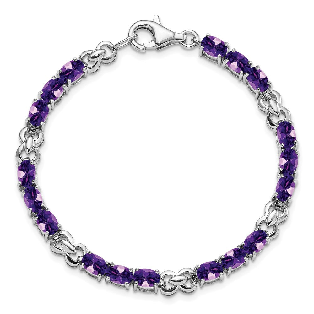Sterling Silver Rhodium-plated Amethyst Bracelet