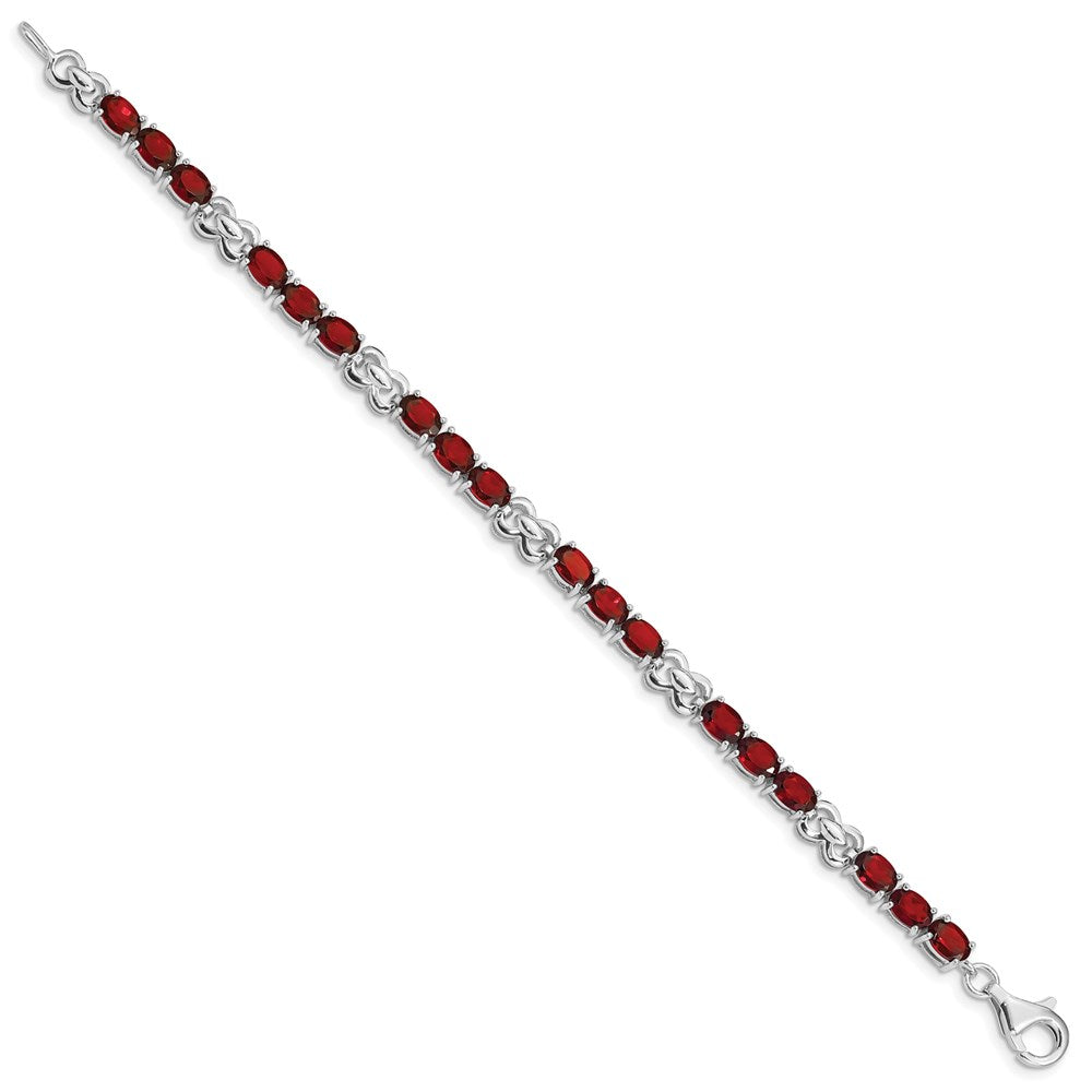 Sterling Silver Rhodium-plated Garnet Bracelet