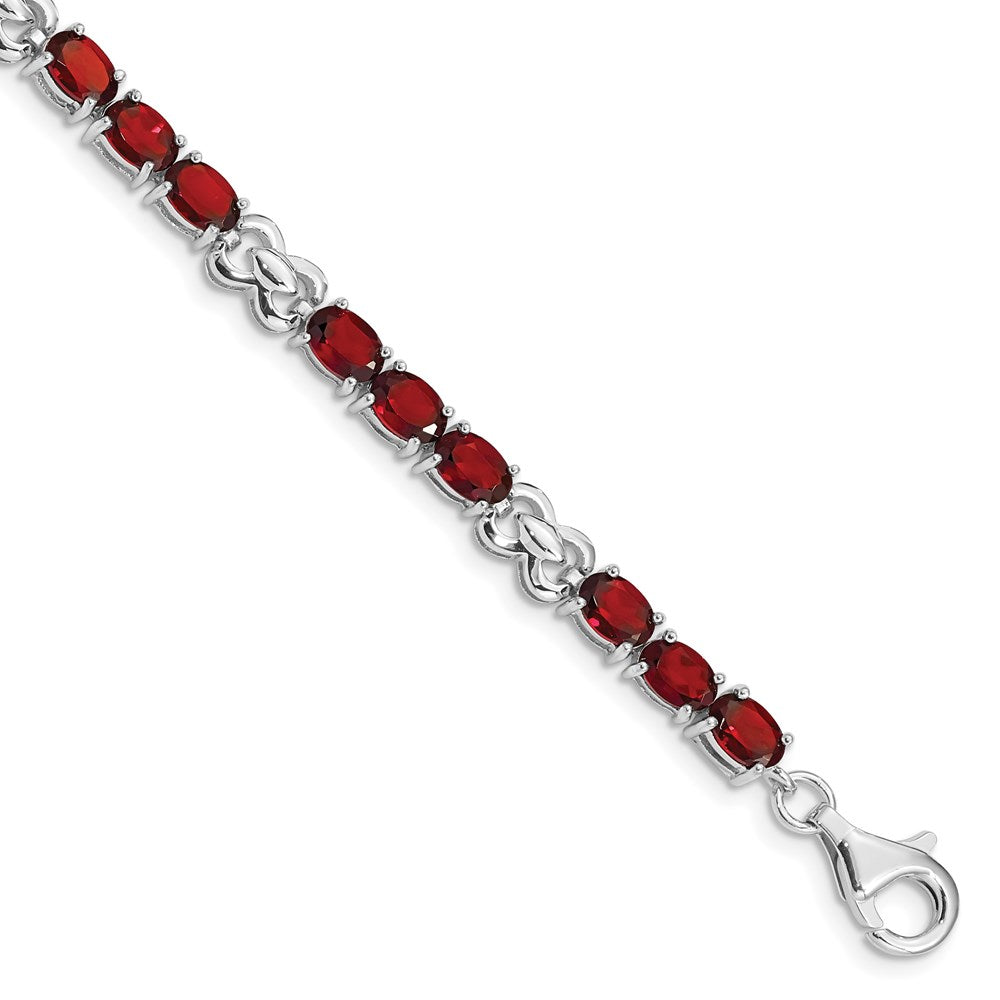 Sterling Silver Rhodium-plated Garnet Bracelet