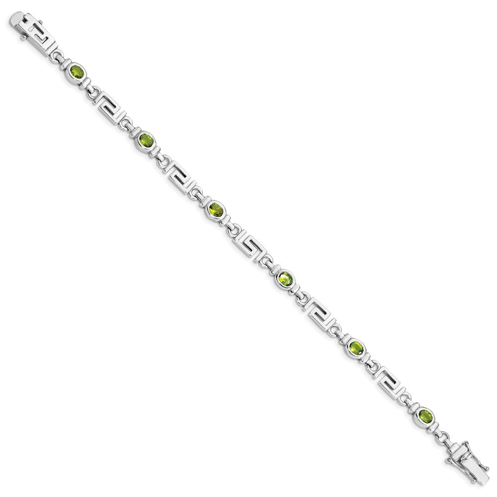 Sterling Silver Rhodium-plated Peridot Bracelet