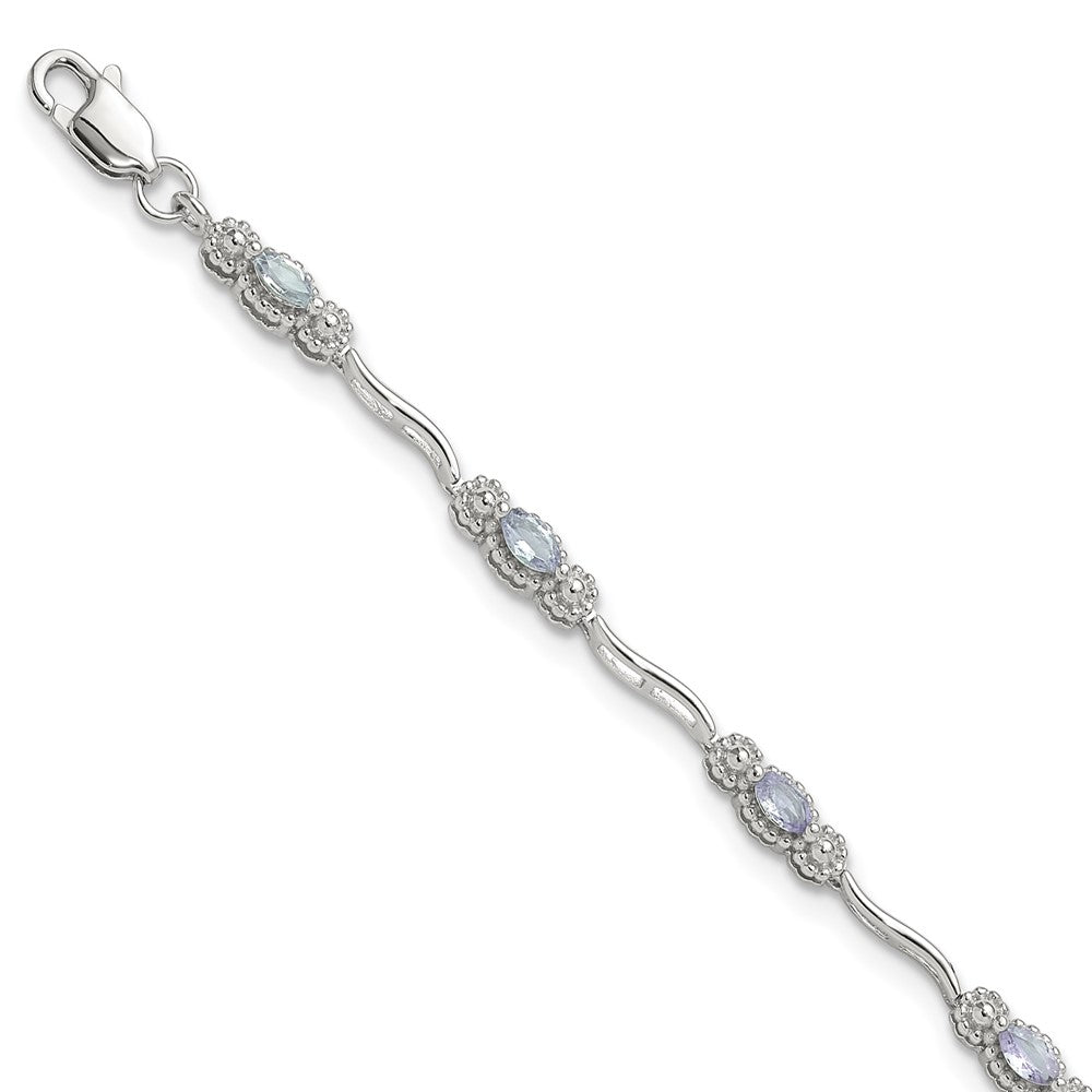 Stering Silver Rhodium-plated Polished Tanzanite 7.5 inch Bracelet