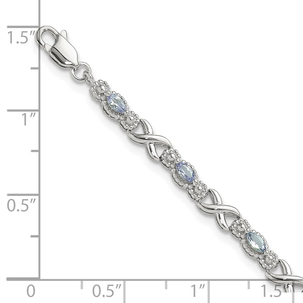 Sterling Silver Rhodium-plated Polished Tanzanite Xs 7.5 inch Bracelet