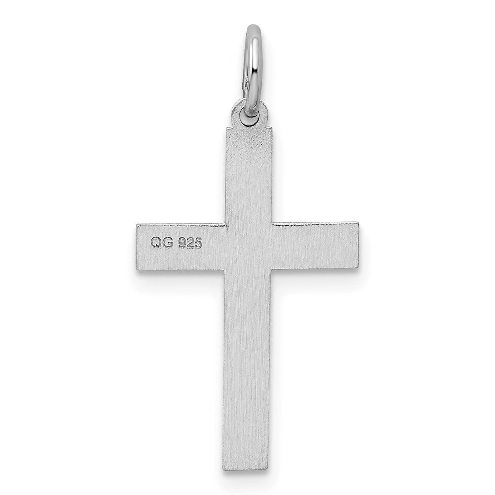 Sterling Silver Rhodium-plated Laser Designed Cross Pendant