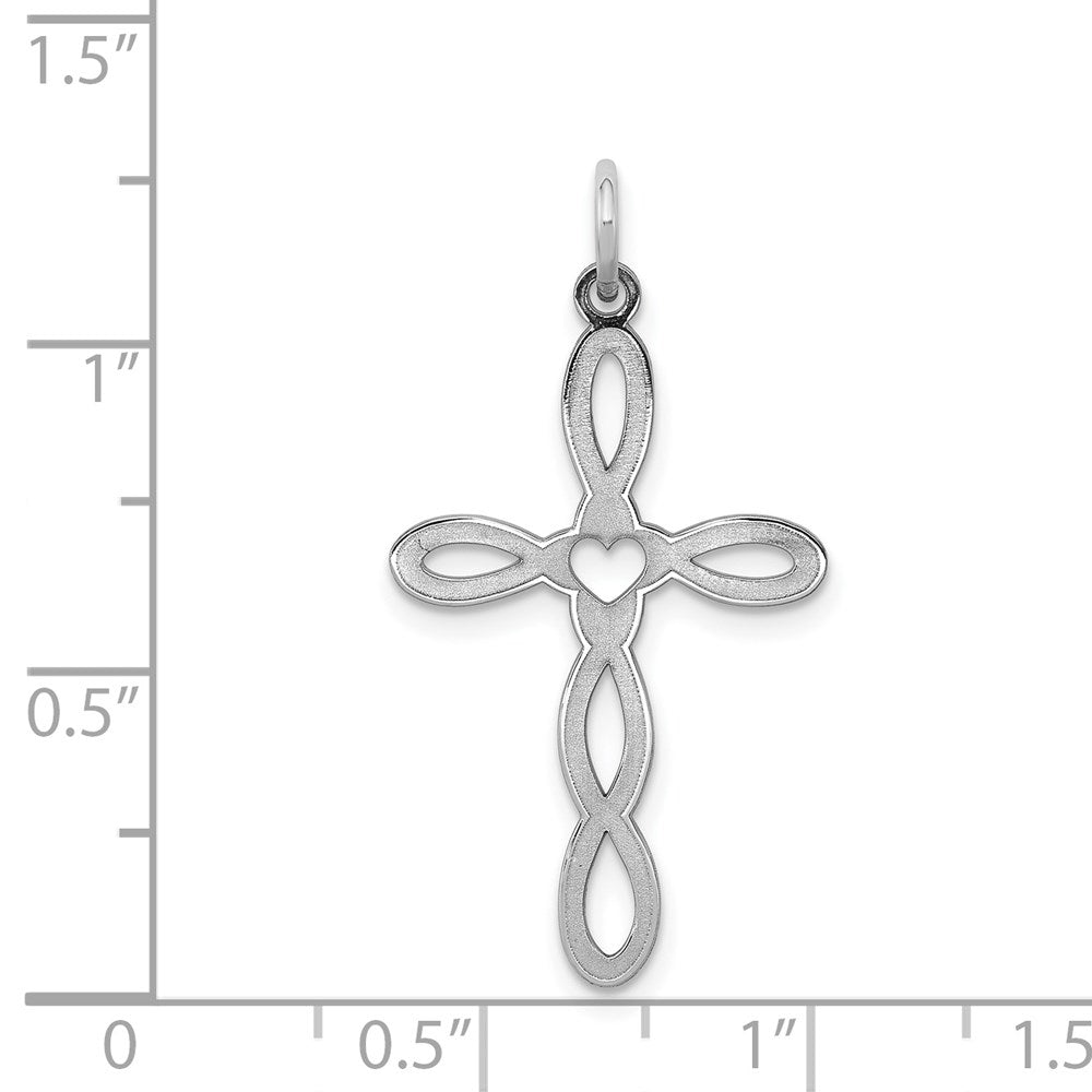 Sterling Silver Rhodium-plated Laser Designed Cross Pendant