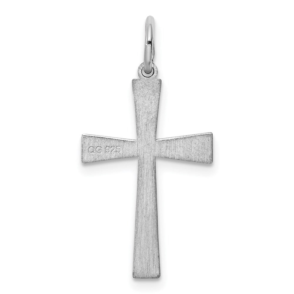 Sterling Silver Rhodium-plated Laser Designed Cross Pendant