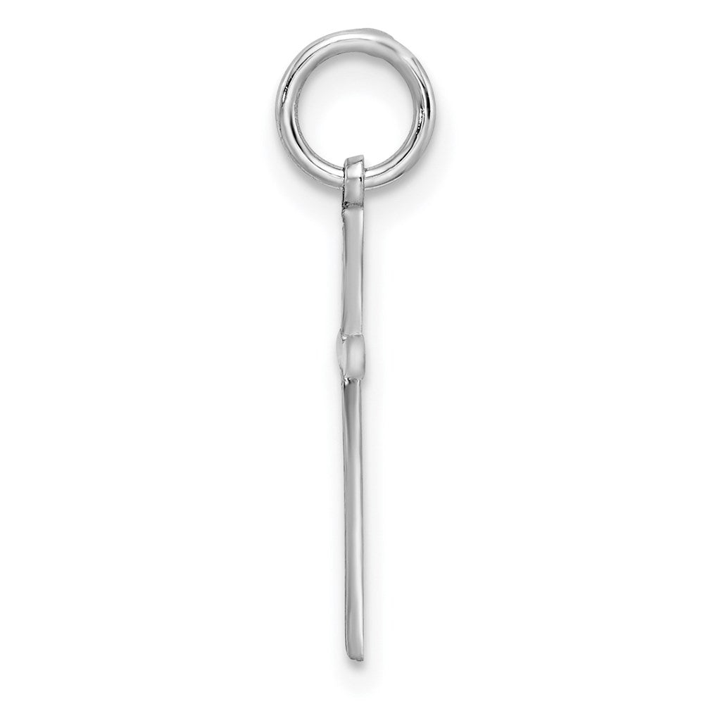 Sterling Silver Rhodium-plated Laser Designed Cross Charm