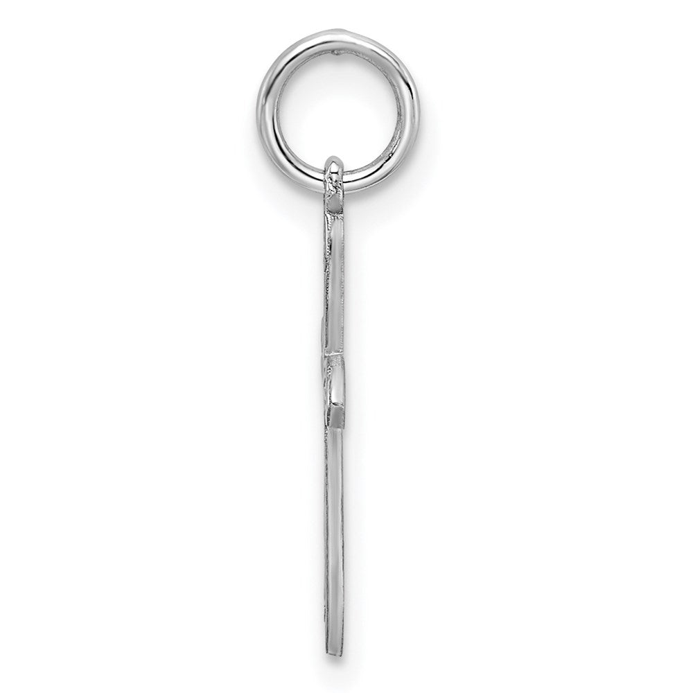 Sterling Silver Rhodium-plated Laser Designed Cross Charm