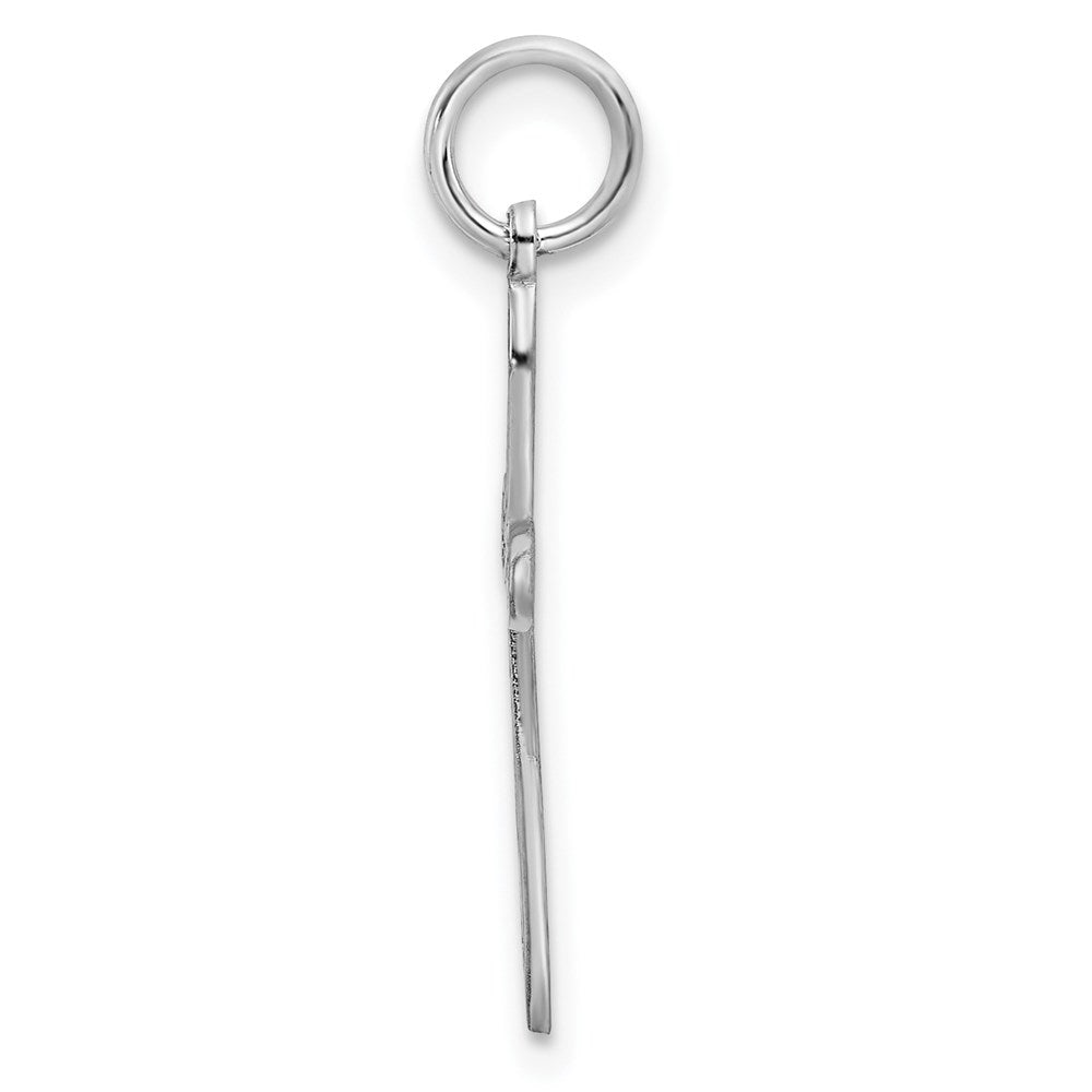 Sterling Silver Rhodium-plated Laser Designed Cross Pendant