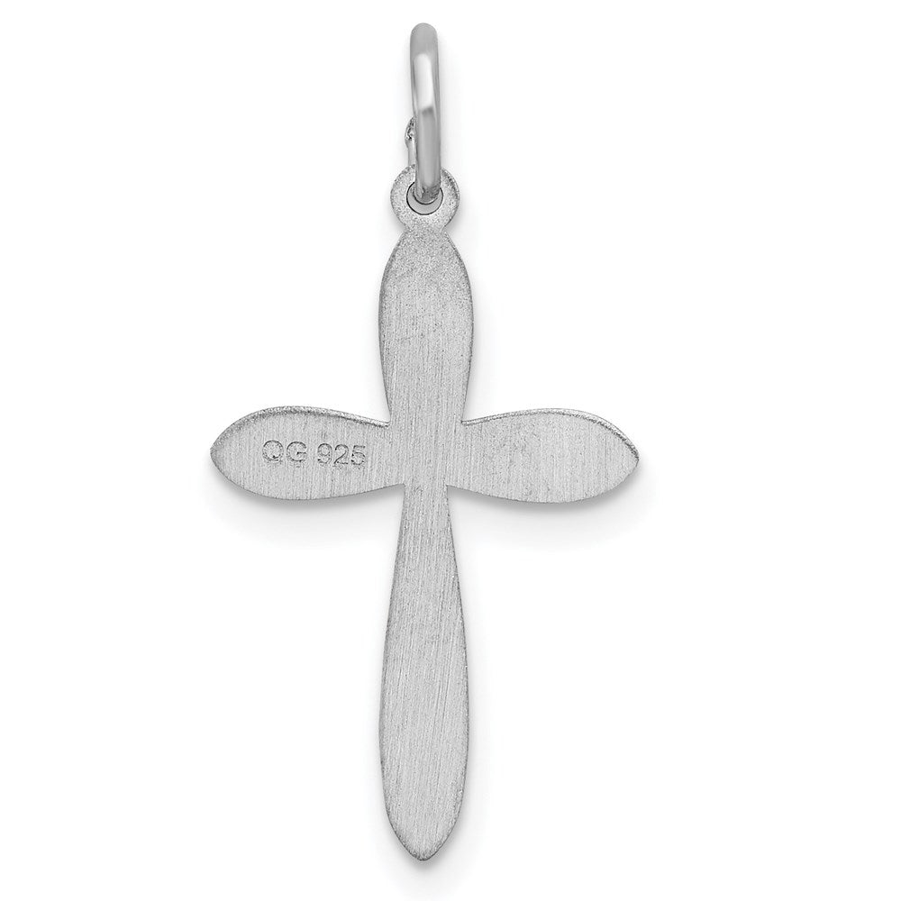 Sterling Silver Rhodium-plated Laser Designed Cross Pendant
