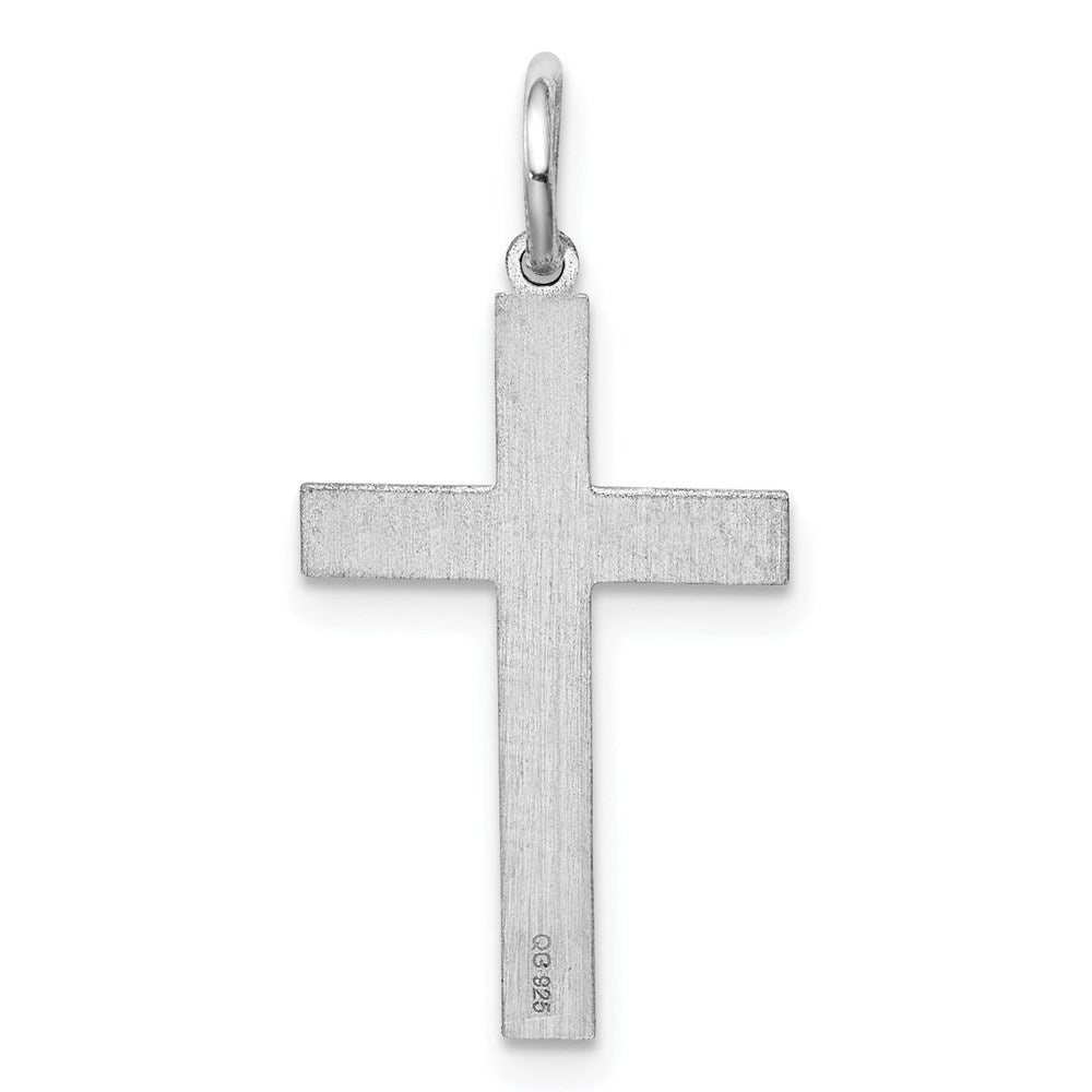 Sterling Silver Rhodium-plated Laser Designed Cross Pendant