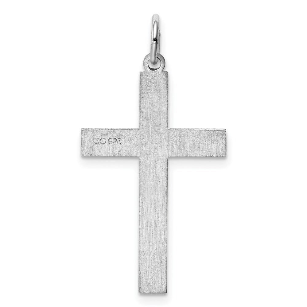 Sterling Silver Rhodium-plated Laser Designed Cross Pendant