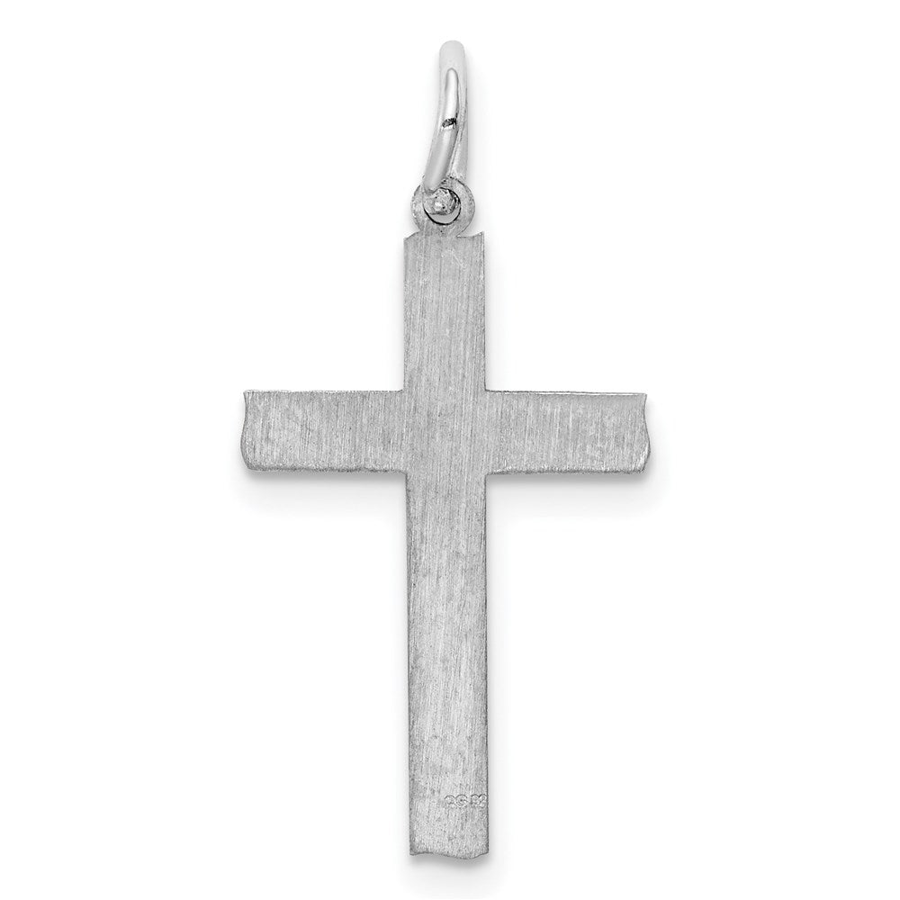 Sterling Silver Rhodium-plated Laser Designed Cross Pendant