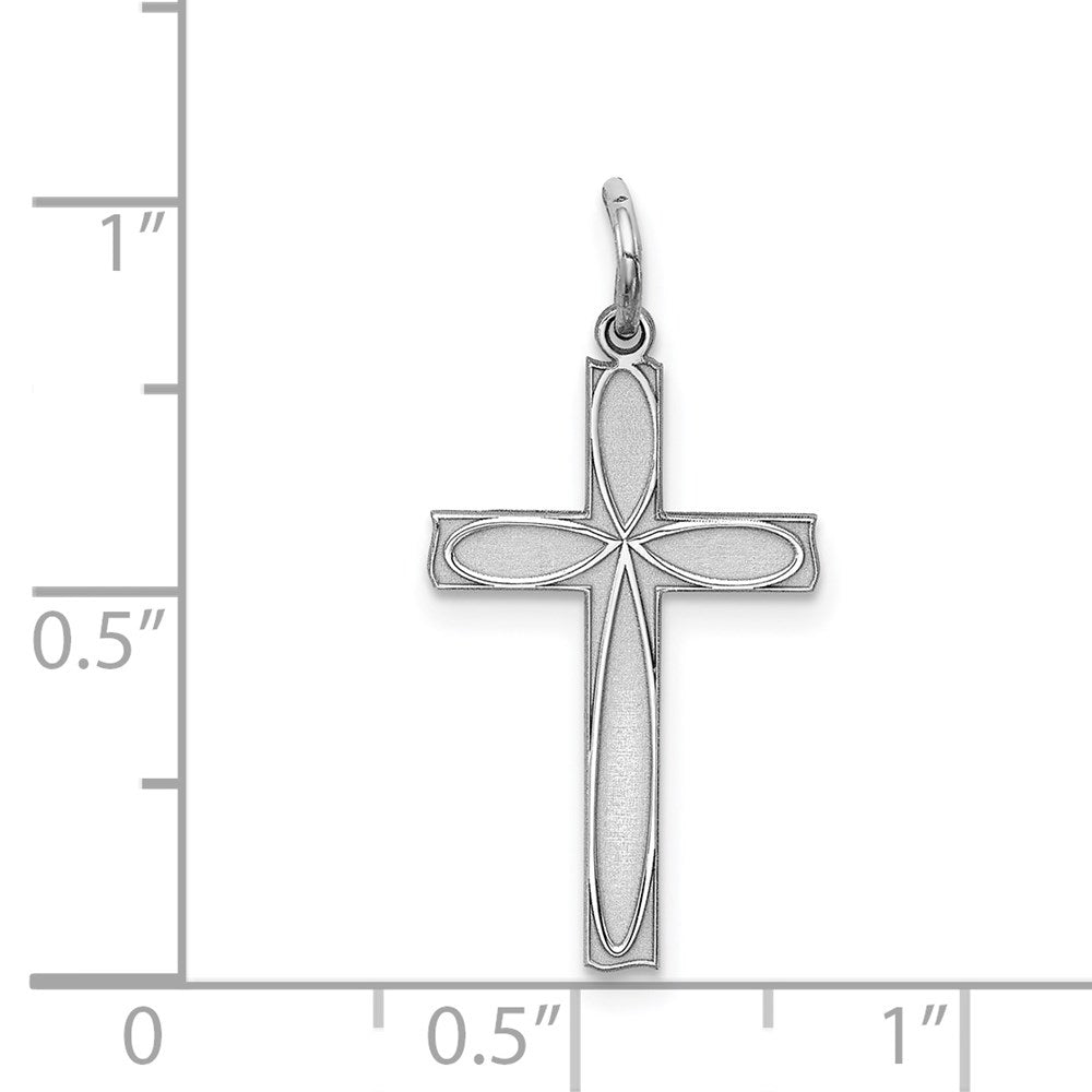 Sterling Silver Rhodium-plated Laser Designed Cross Pendant