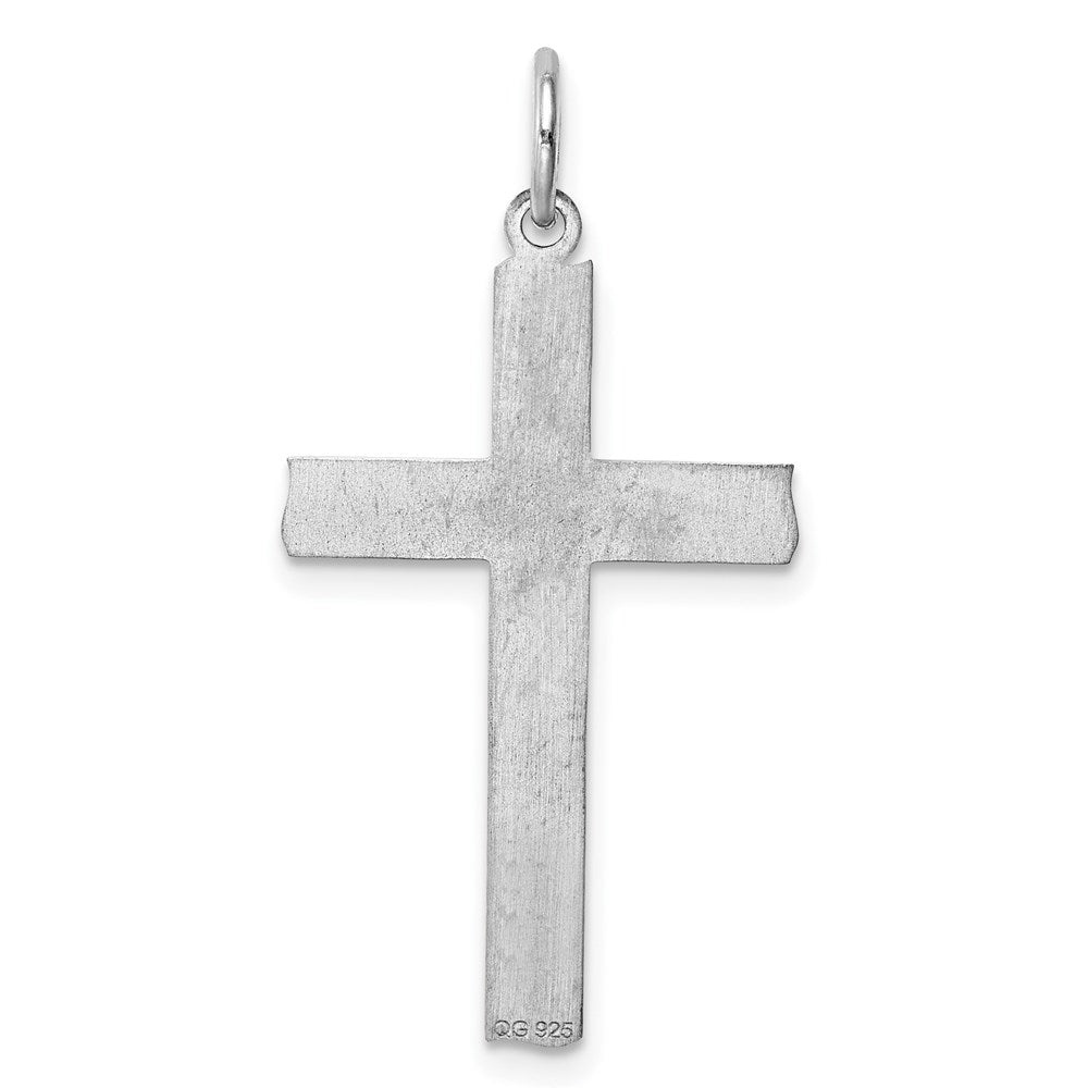 Sterling Silver Rhodium-plated Laser Designed Cross Pendant