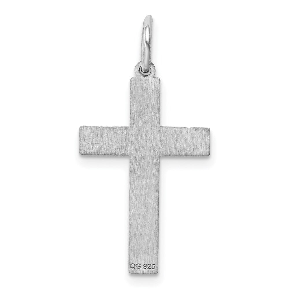 Sterling Silver Rhodium-plated Laser Designed Cross Pendant