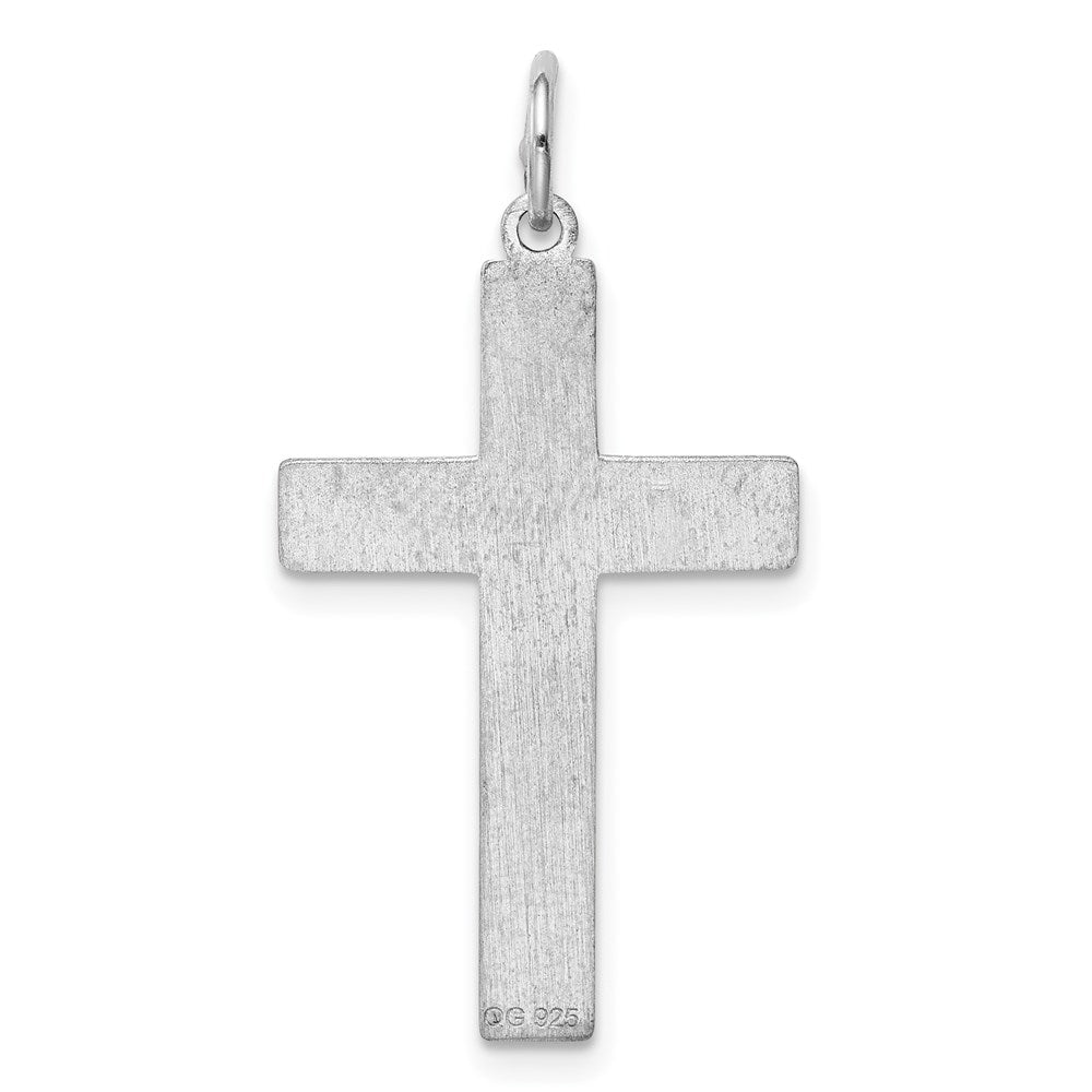 Sterling Silver Rhodium-plated Laser Designed Cross Pendant