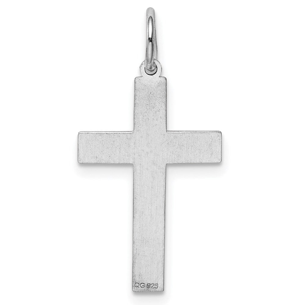 Sterling Silver Rhodium-plated Laser Designed Cross Pendant