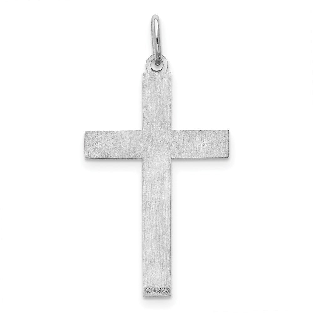 Sterling Silver Rhodium-plated Laser Designed Cross Pendant