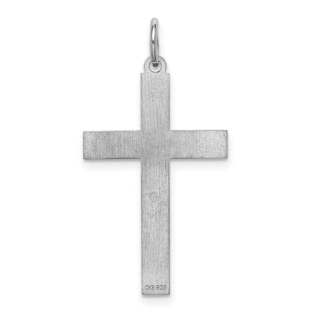 Sterling Silver Rhodium-plated Laser Designed Cross Pendant