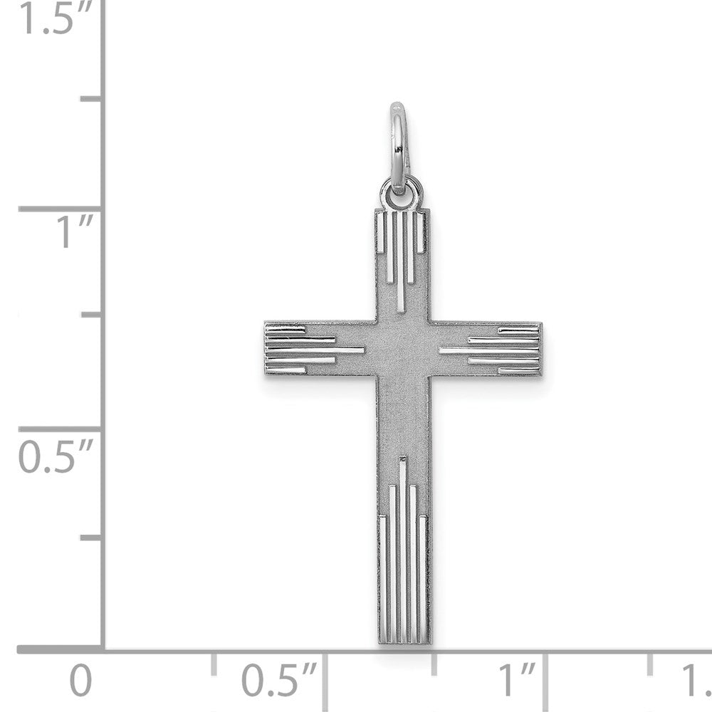 Sterling Silver Rhodium-plated Laser Designed Cross Pendant