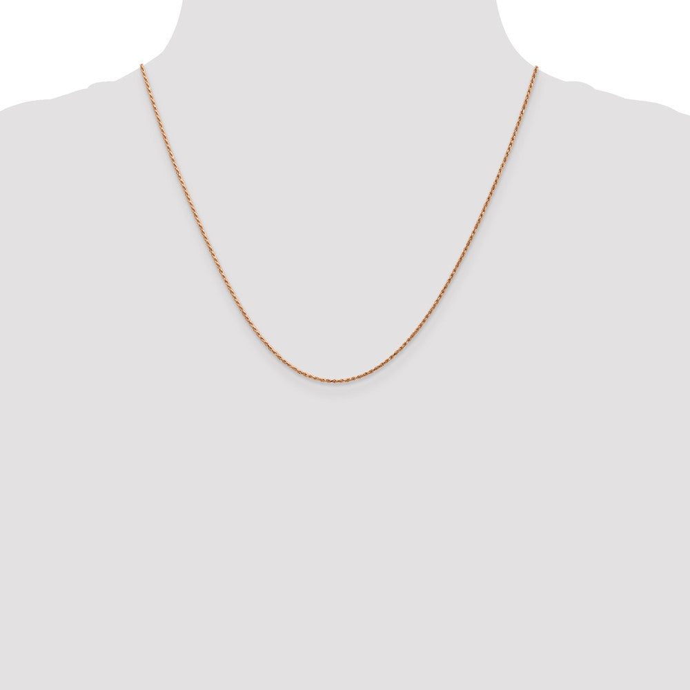14K Rose Gold 20 inch 1mm Diamond-cut Man Made Rope with Lobster Clasp Chain