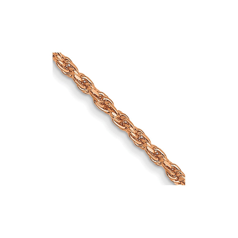 14K Rose Gold 24 inch 1mm Diamond-cut Man Made Rope with Lobster Clasp Chain