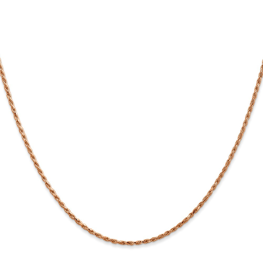 14K Rose Gold 18 inch 1.5mm Diamond-cut Man Made Rope with Lobster Clasp Chain