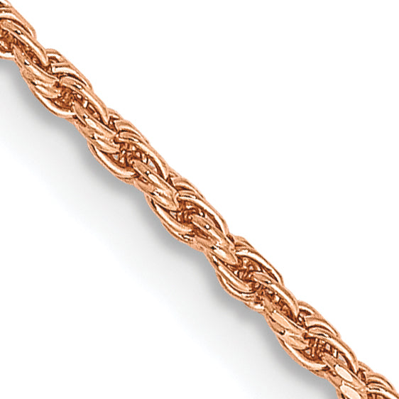 14K Rose Gold 16 inch 1.5mm Diamond-cut Man Made Rope with Lobster Clasp Chain