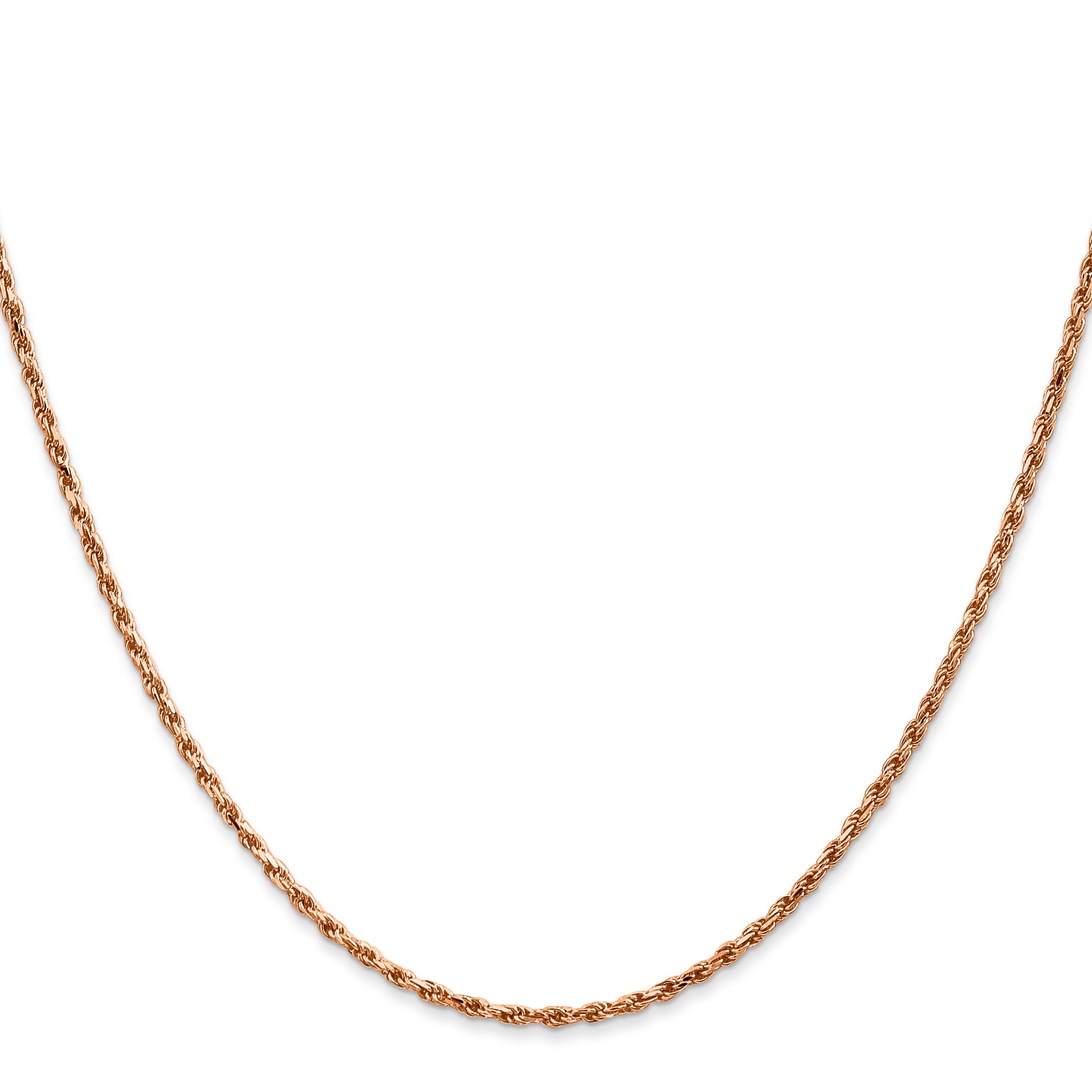 14K Rose Gold 9 inch 1.8mm Diamond-cut Man Made Rope with Lobster Clasp Anklet