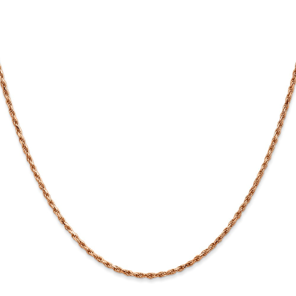 14K Rose Gold 30 inch 1.8mm Diamond-cut Man Made Rope with Lobster Clasp Chain